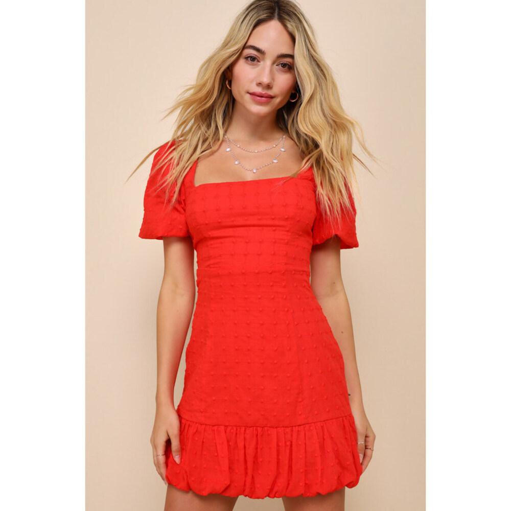 Lulus Summer In Sicily Red Embroidered Lace-up Mini Dress - Size M